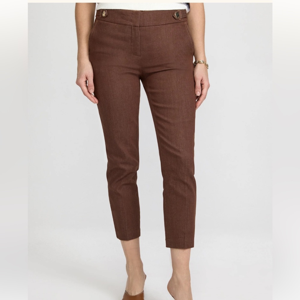 Laura Emma Slim-Leg Denim Crop Pants Chocolate Haze Brown